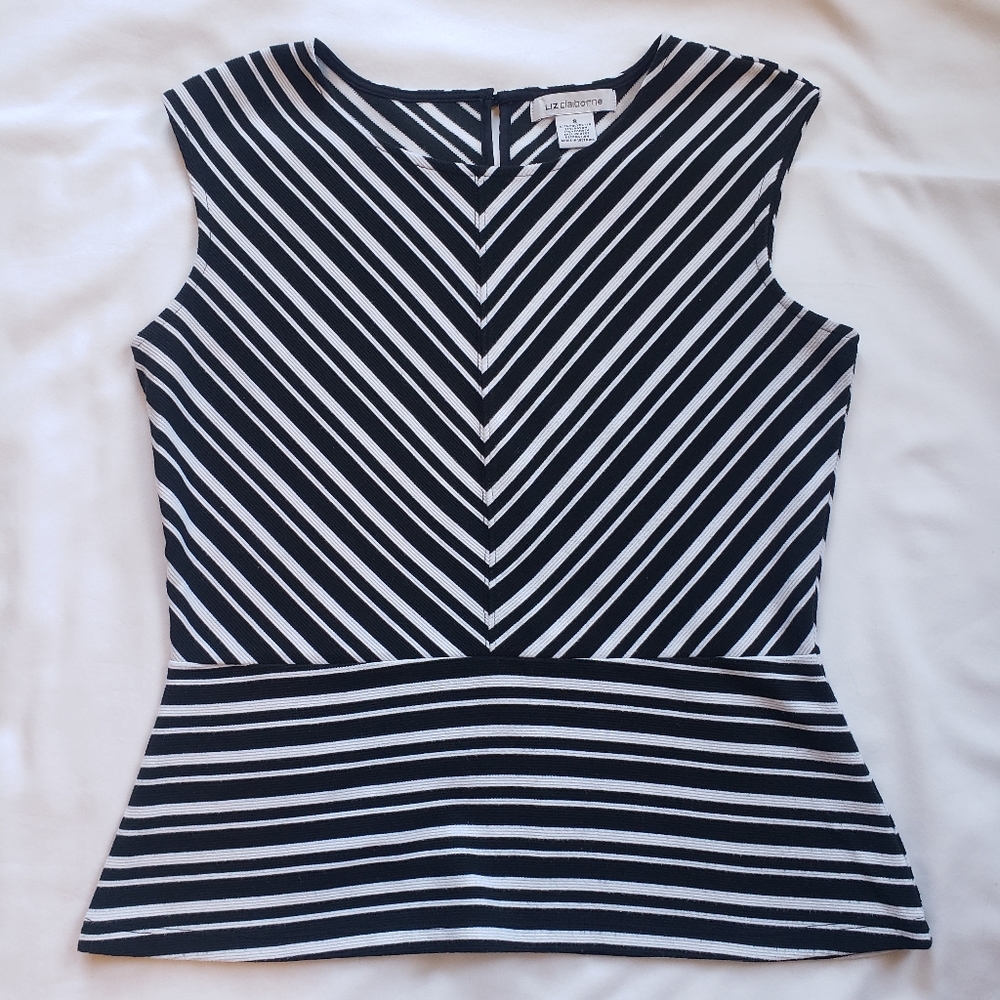Liz Claiborne - Striped Peplum Top